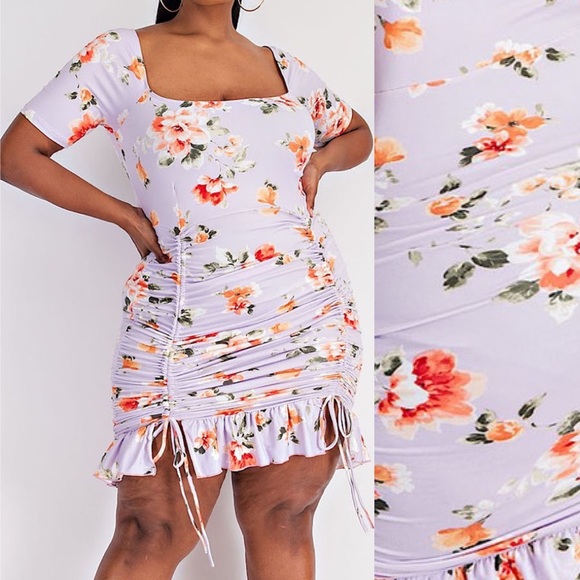 *24 HOUR SALE* Romance Please Floral Lavender Plus Size Mini Dress - Picture 4 of 6
